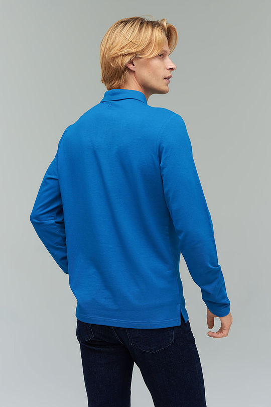 Soft touch modal long sleeve polo t-shirt 2 | BLUE | Audimas