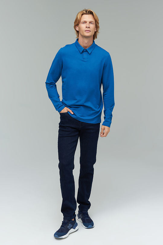 Soft touch modal long sleeve polo t-shirt 6 | BLUE | Audimas