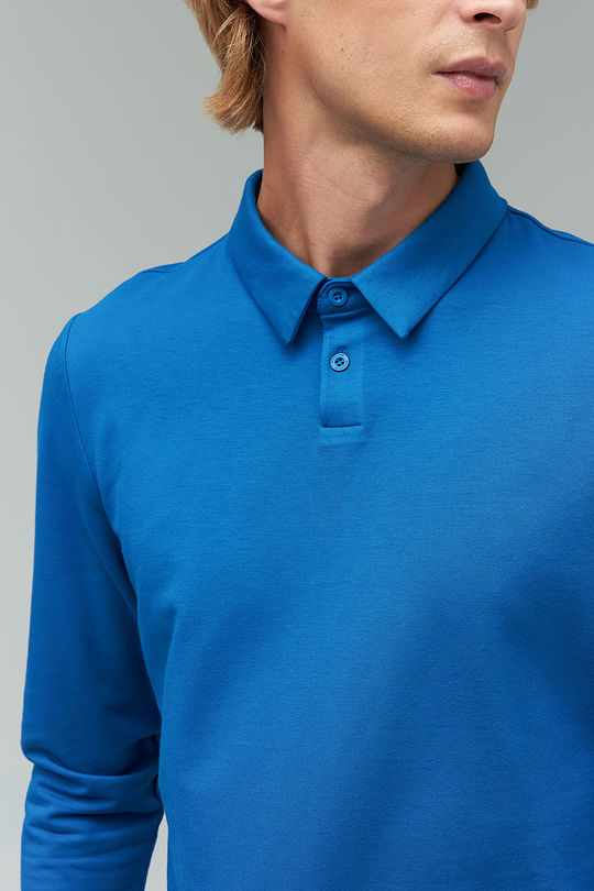 Soft touch modal long sleeve polo t-shirt 4 | BLUE | Audimas