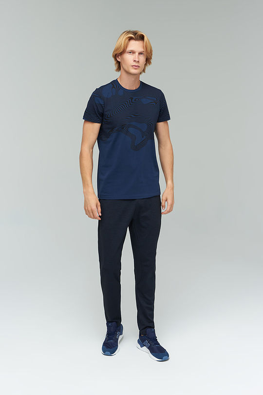 Stretch cotton t-shirt with print 6 | BLUE | Audimas