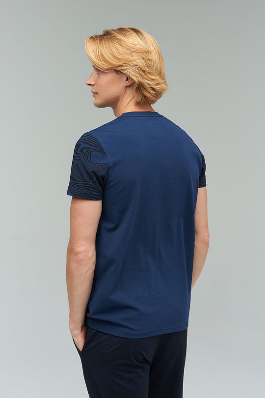 Stretch cotton t-shirt with print 2 | BLUE | Audimas