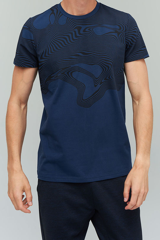 Stretch cotton t-shirt with print 5 | BLUE | Audimas