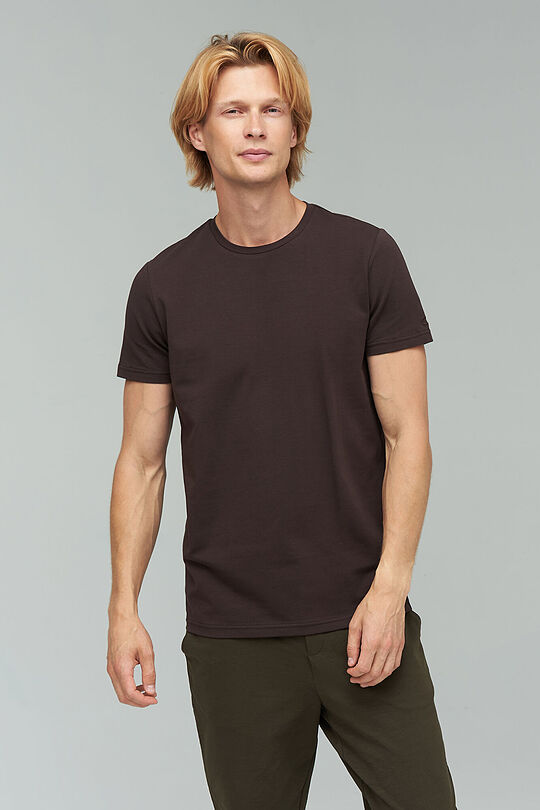 Stretch cotton t-shirt 1 | BROWN/BORDEAUX | Audimas