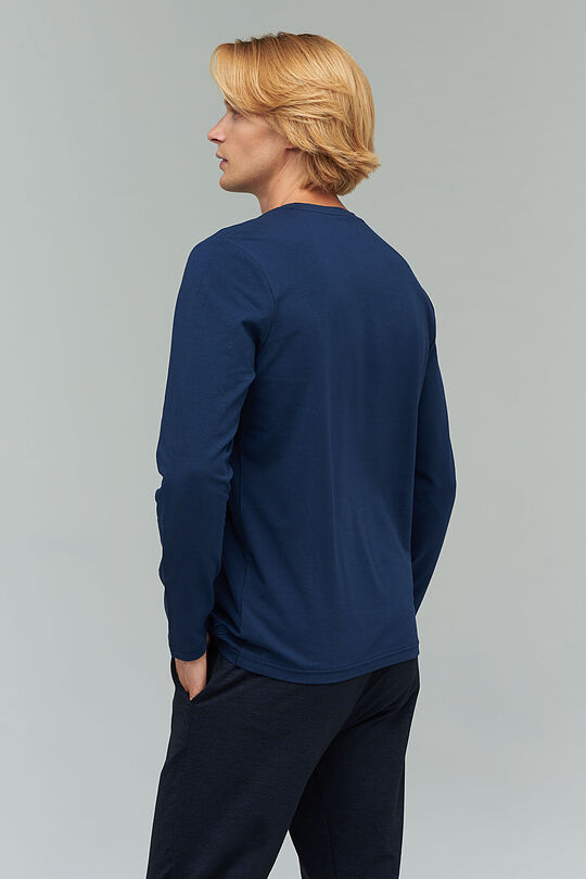 Stretch cotton long sleeve t-shirt with print 2 | BLUE | Audimas