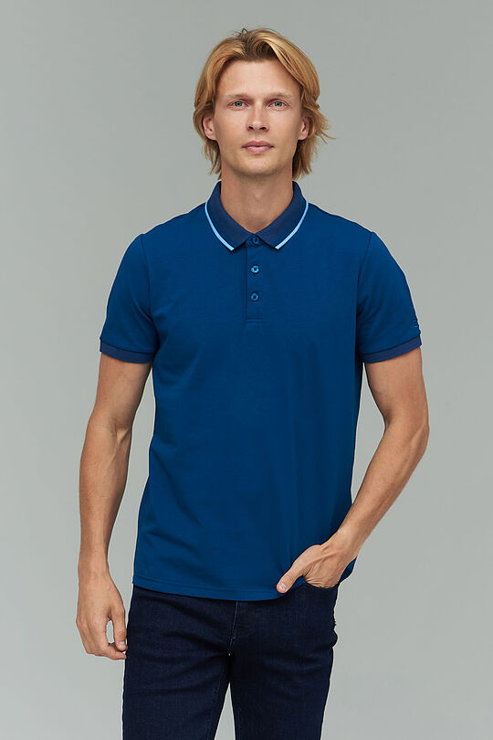 Stretch cotton polo t-shirt 1 | BLUE | Audimas