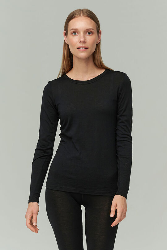 Fine merino wool long sleve top 1 | BLACK | Audimas