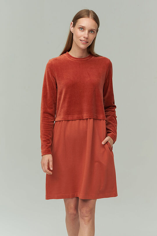 Cotton velour dress 1 | YELLOW/ORANGE | Audimas