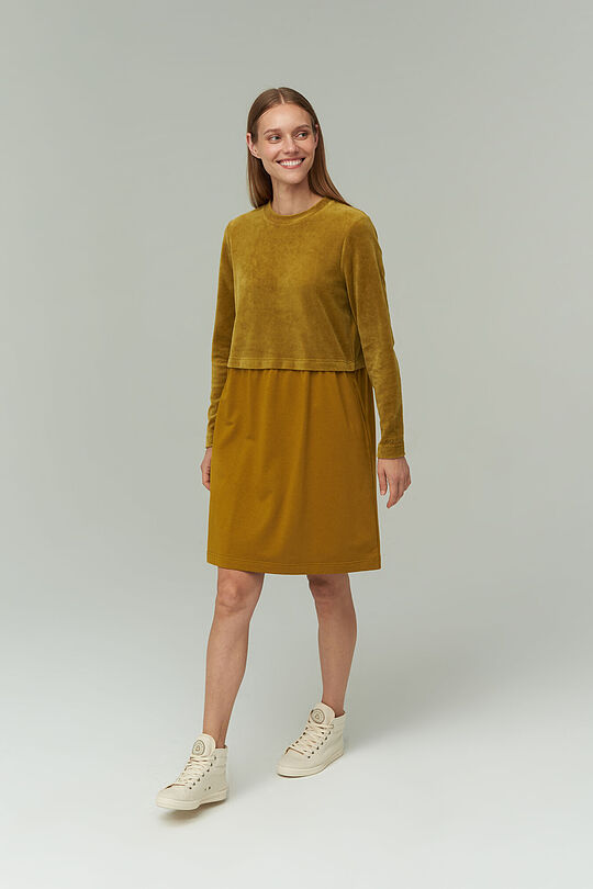 Cotton velour dress 4 | GREEN/ KHAKI / LIME GREEN | Audimas