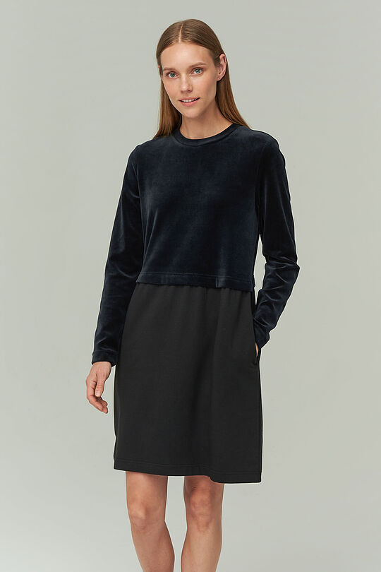 Cotton velour dress 1 | BLACK | Audimas