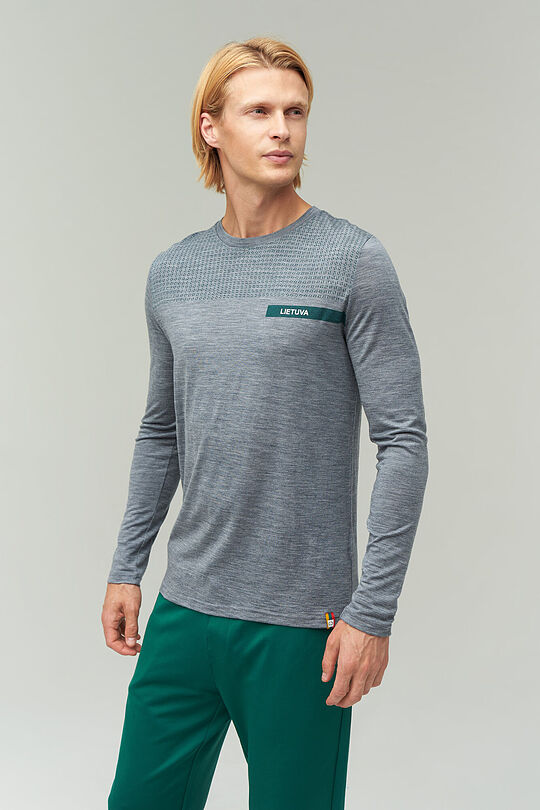 Fine merino wool long sleeve t-shirt 1 | GREY/MELANGE | Audimas