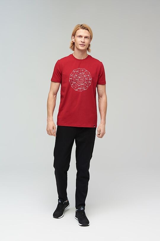 Stretch cotton t-shirt with print 4 | RED/PINK | Audimas
