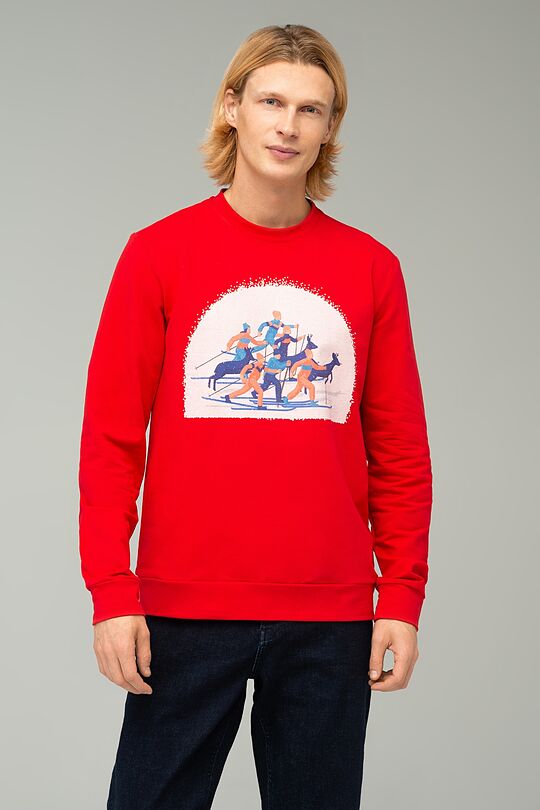 Stretch cotton sweatshirt 1 | SKIER RED | Audimas