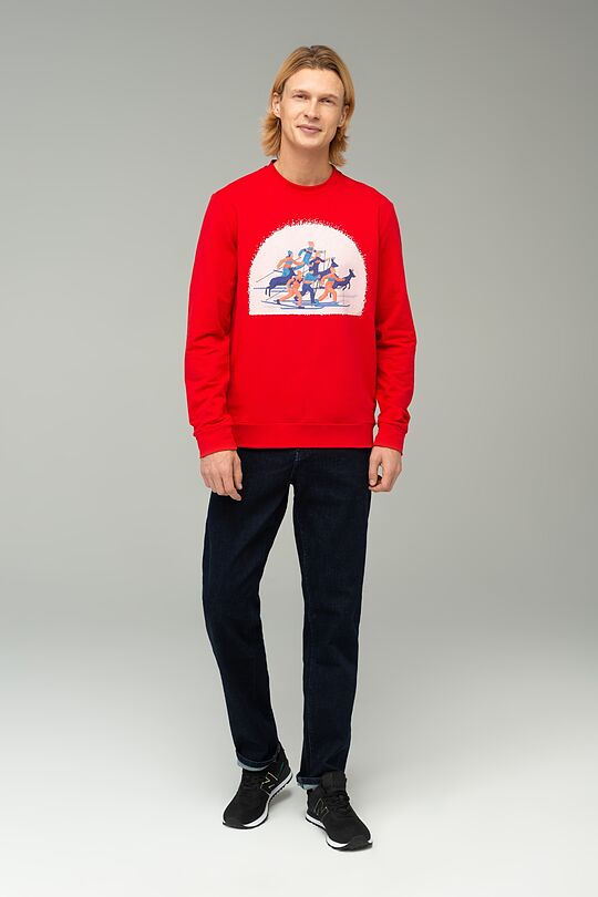 Stretch cotton sweatshirt 4 | SKIER RED | Audimas