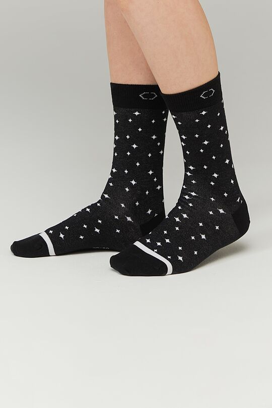 Combed cotton printed socks 4 | BLACK | Audimas