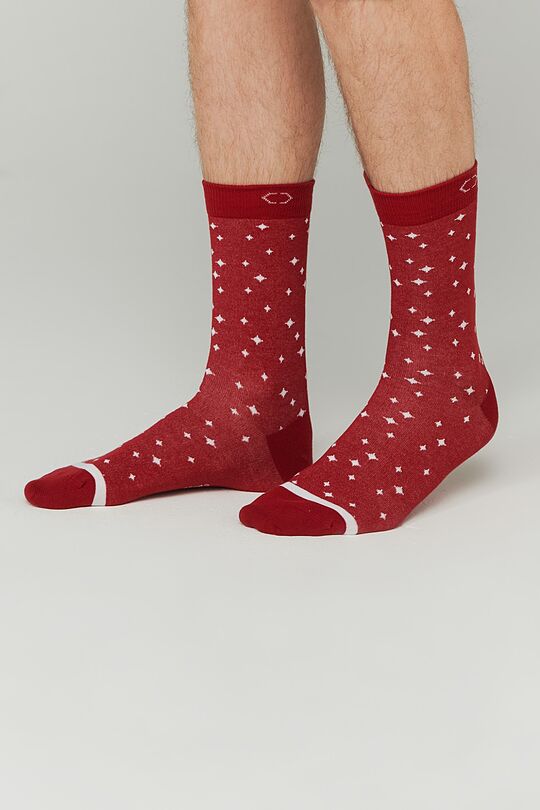 Combed cotton printed socks 4 | RED/PINK | Audimas