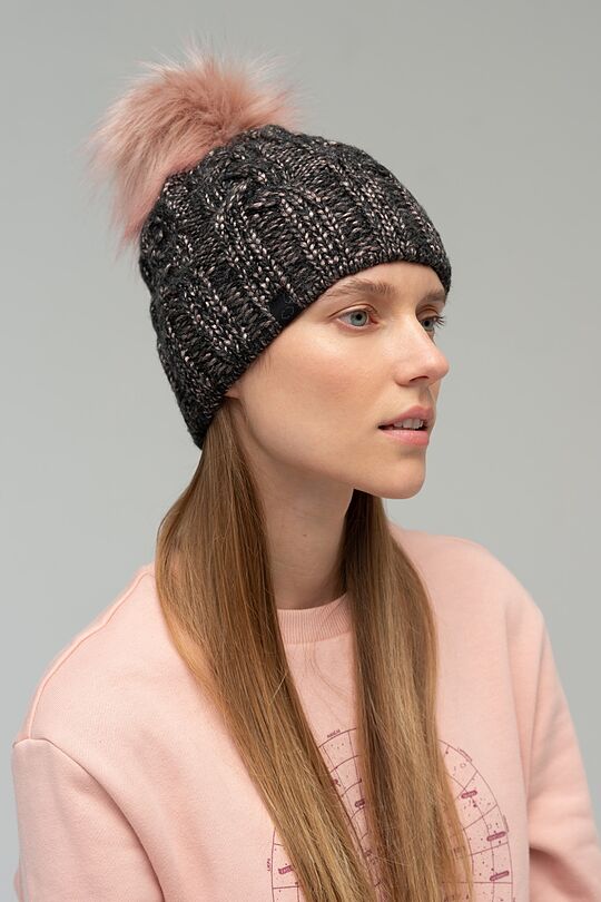 Soft knitted hat with wool 1 | BROWN/BORDEAUX | Audimas