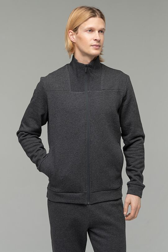 Brushed cotton zip-through jacket 1 | GREY/MELANGE | Audimas