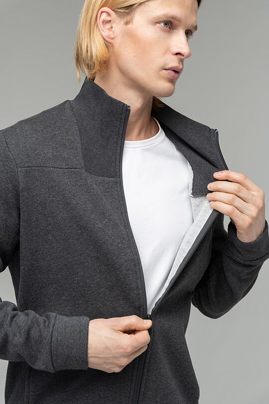 Brushed cotton zip-through jacket 3 | GREY/MELANGE | Audimas