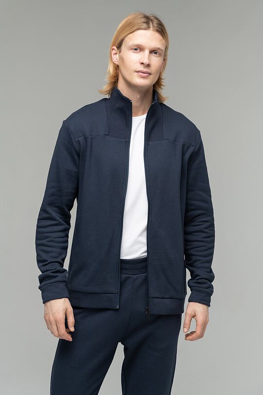 Brushed cotton zip-through jacket 4 | BLUE | Audimas