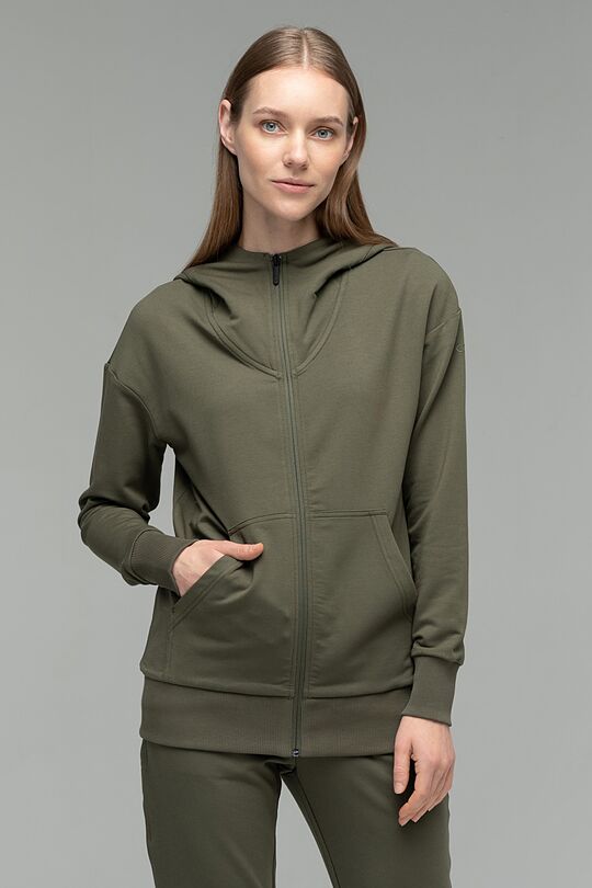 Soft touch modal zip-through hoodie 1 | OLIVE NIGHT | Audimas