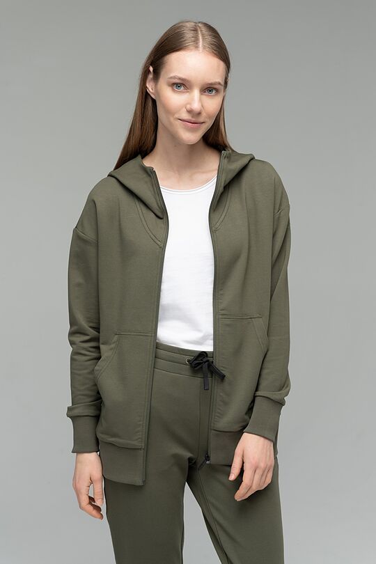 Soft touch modal zip-through hoodie 4 | OLIVE NIGHT | Audimas