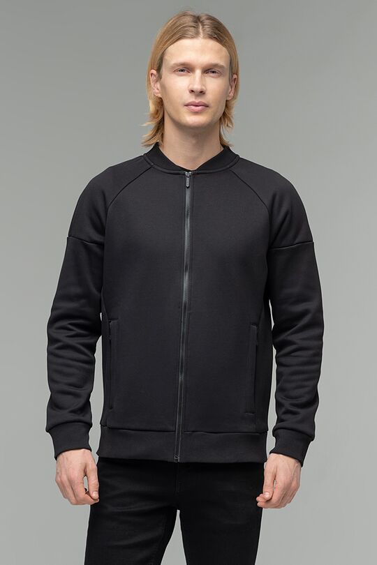 Soft inner surface cotton zip-through sweatshirt 1 | BLACK | Audimas