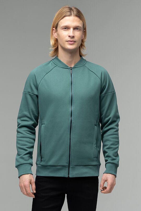 Soft inner surface cotton zip-through sweatshirt 1 | GREEN/ KHAKI / LIME GREEN | Audimas
