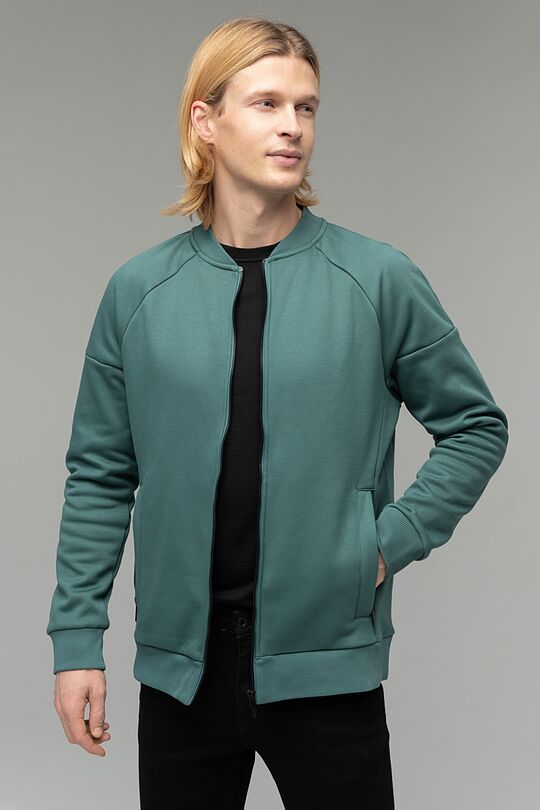 Soft inner surface cotton zip-through sweatshirt 3 | GREEN/ KHAKI / LIME GREEN | Audimas