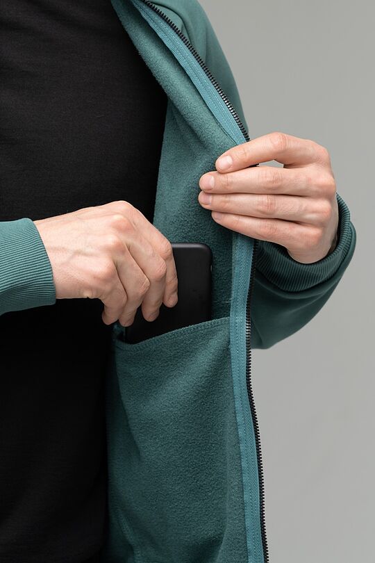 Soft inner surface cotton zip-through sweatshirt 5 | GREEN/ KHAKI / LIME GREEN | Audimas