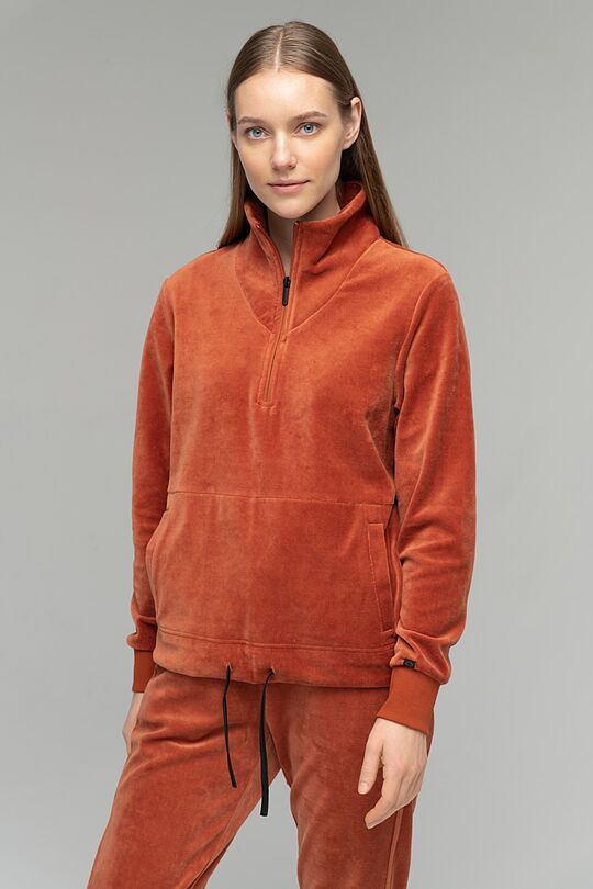 Cotton velour half-zip sweatshirt 1 | RED/PINK | Audimas