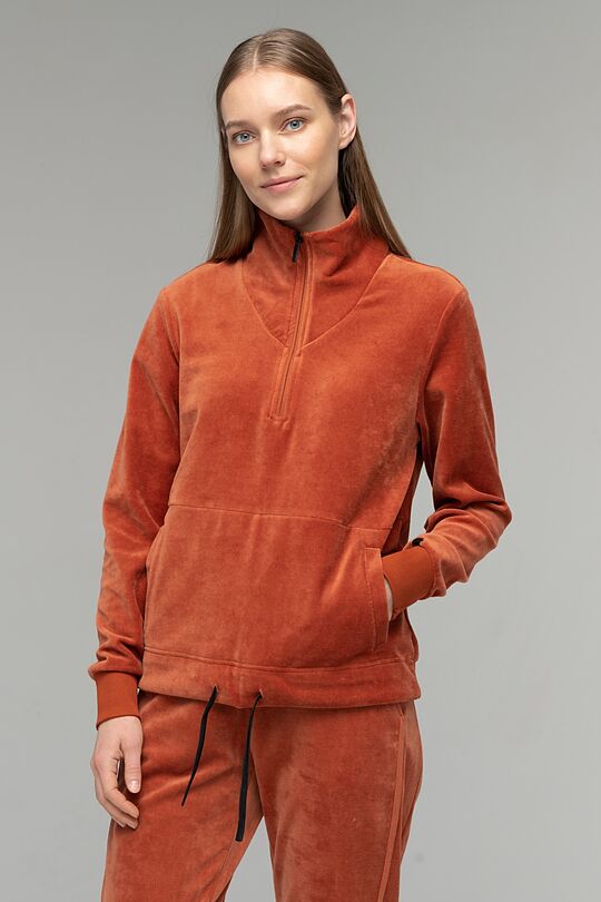 Cotton velour half-zip sweatshirt 3 | RED/PINK | Audimas