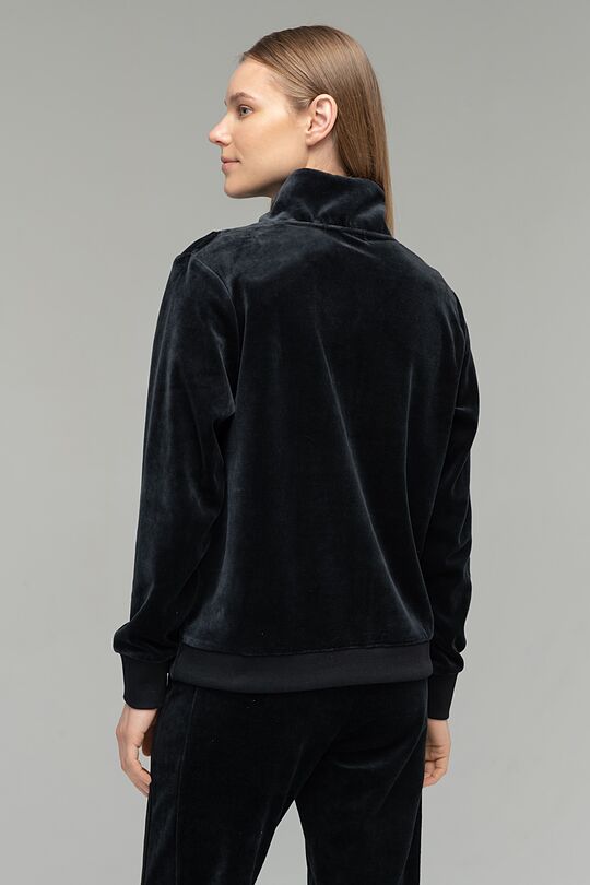 Cotton velour half-zip sweatshirt 2 | BLACK | Audimas
