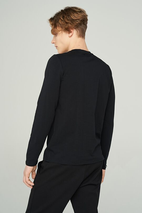 Stretch cotton long sleeve t-shirt 2 | BLACK | Audimas