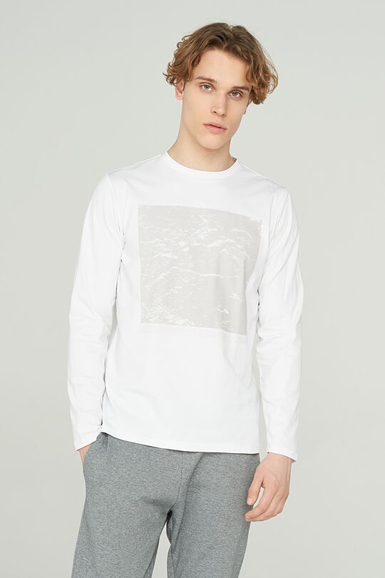 Stretch cotton long sleeve t-shirt 1 | WHITE | Audimas