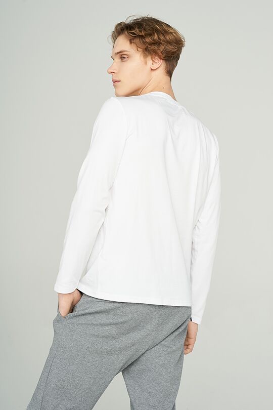 Stretch cotton long sleeve t-shirt 2 | WHITE | Audimas
