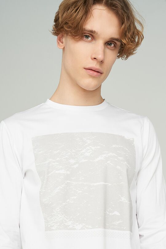 Stretch cotton long sleeve t-shirt 3 | WHITE | Audimas