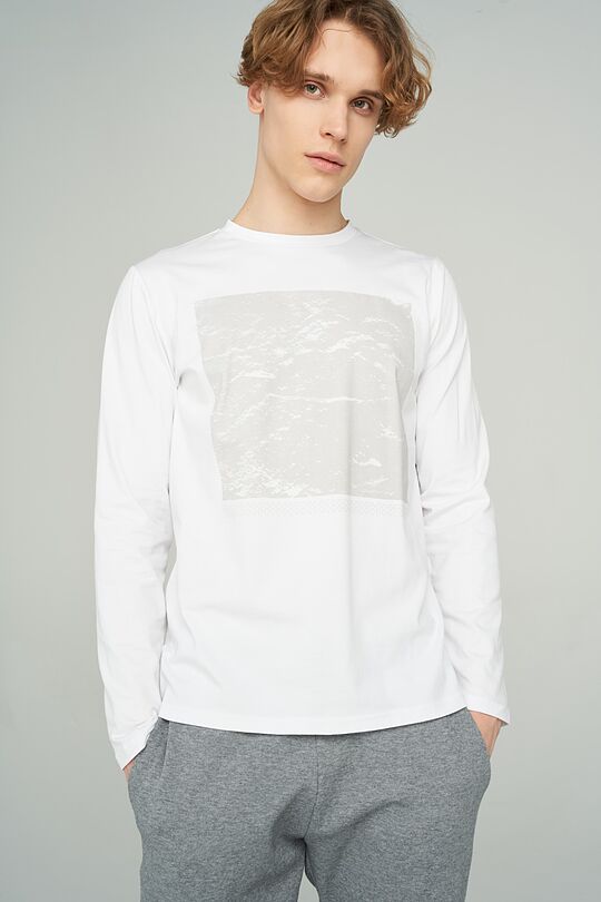 Stretch cotton long sleeve t-shirt 5 | WHITE | Audimas