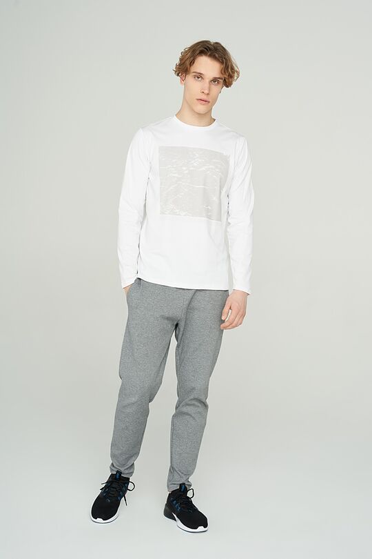 Stretch cotton long sleeve t-shirt 6 | WHITE | Audimas