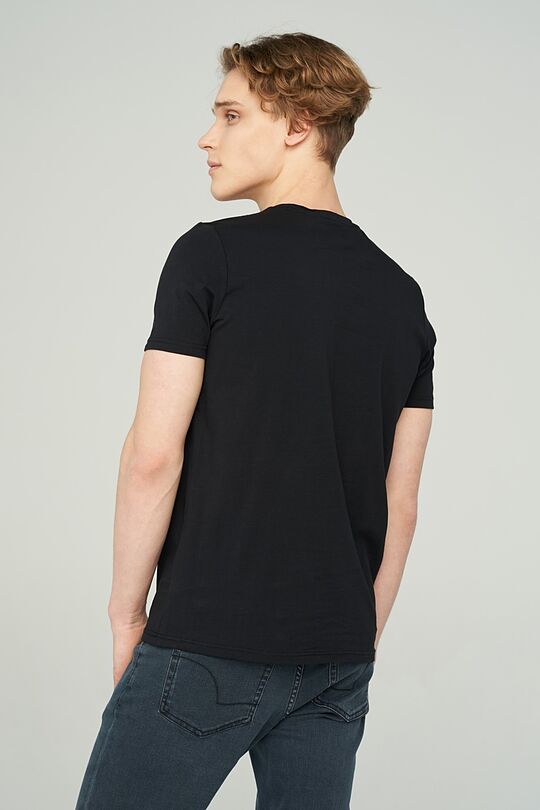Stretch cotton t-shirt with print 3 | BLACK | Audimas