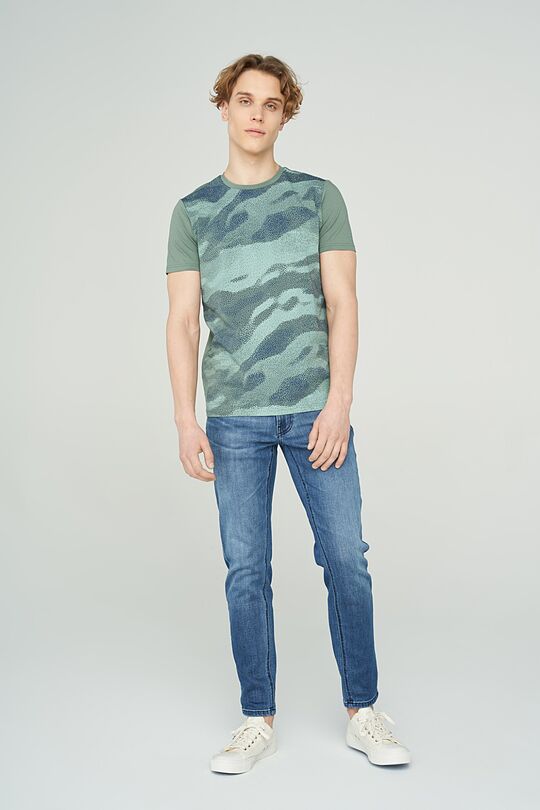 Stretch cotton t-shirt with print 4 | GREEN/ KHAKI / LIME GREEN | Audimas