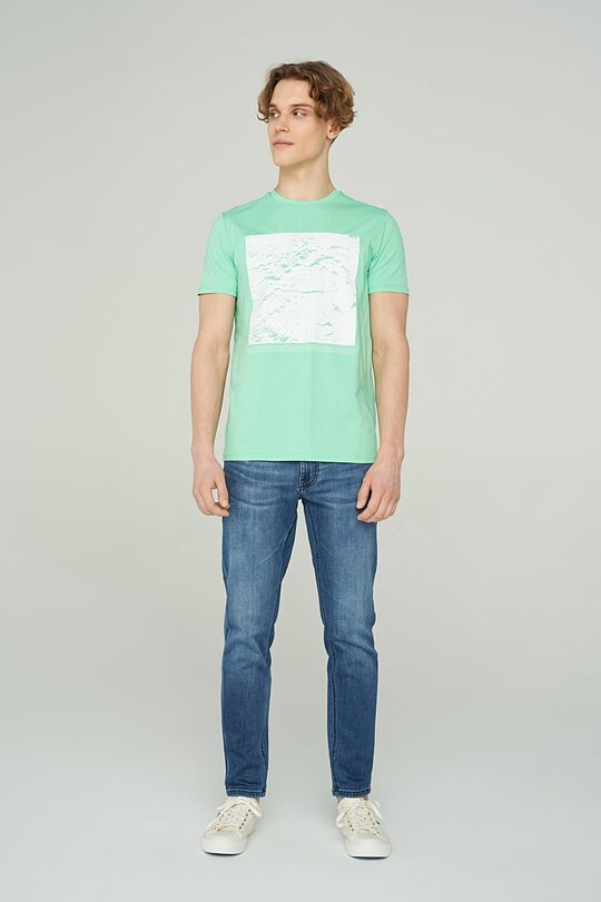 Stretch cotton t-shirt with print 4 | GREEN/ KHAKI / LIME GREEN | Audimas