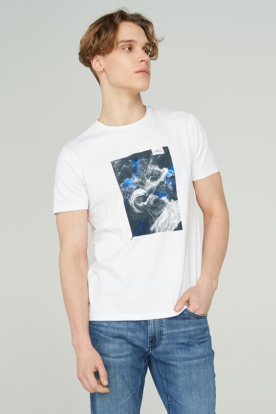 Stretch cotton t-shirt with print 3 | WHITE | Audimas
