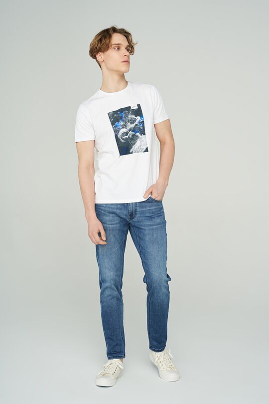 Stretch cotton t-shirt with print 4 | WHITE | Audimas