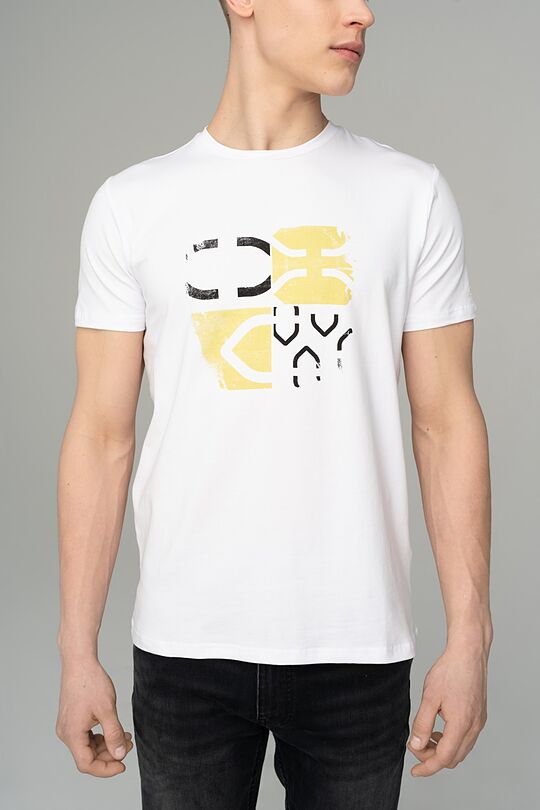 Stretch cotton t-shirt with print 3 | WHITE | Audimas