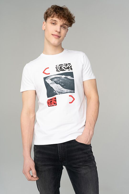 Stretch cotton t-shirt with print 1 | WHITE | Audimas