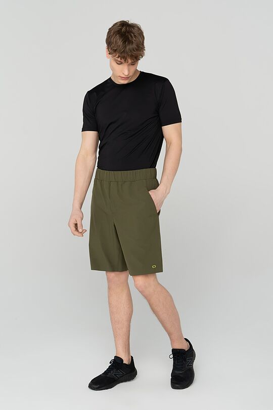 Long lightweight stretch fabric shorts 1 | GREEN/ KHAKI / LIME GREEN | Audimas