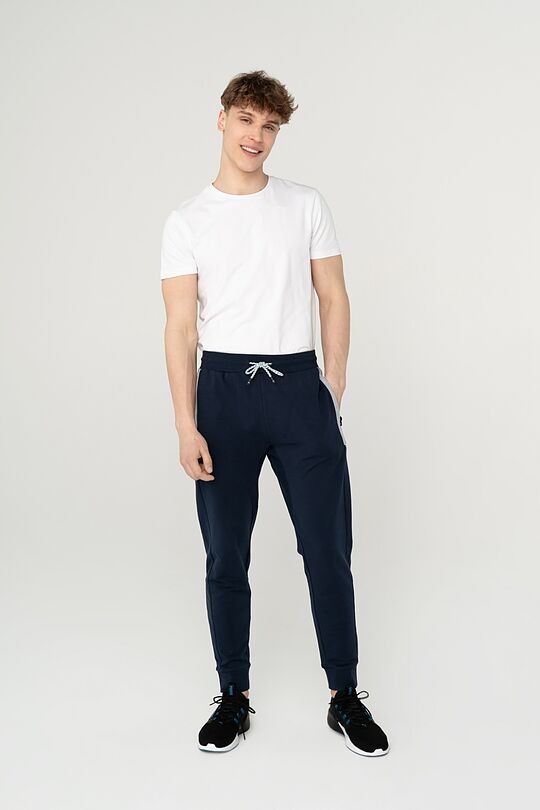 Stretch cotton slim fit sweatpants 4 | BLUE | Audimas