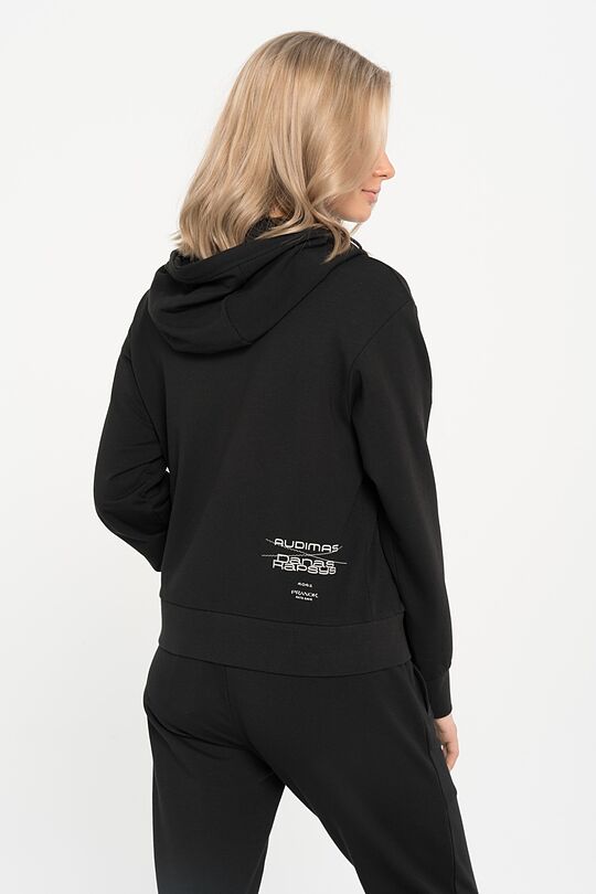 Stretch cotton zip-through hoodie 2 | BLACK | Audimas