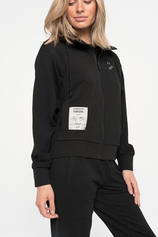 Stretch cotton zip-through hoodie 3 | BLACK | Audimas