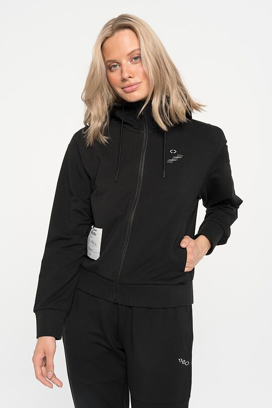 Stretch cotton zip-through hoodie 4 | BLACK | Audimas